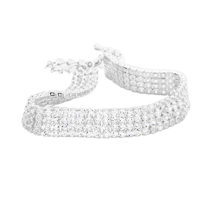 4 Rows Pave CZ Tennis Evening Bracelet