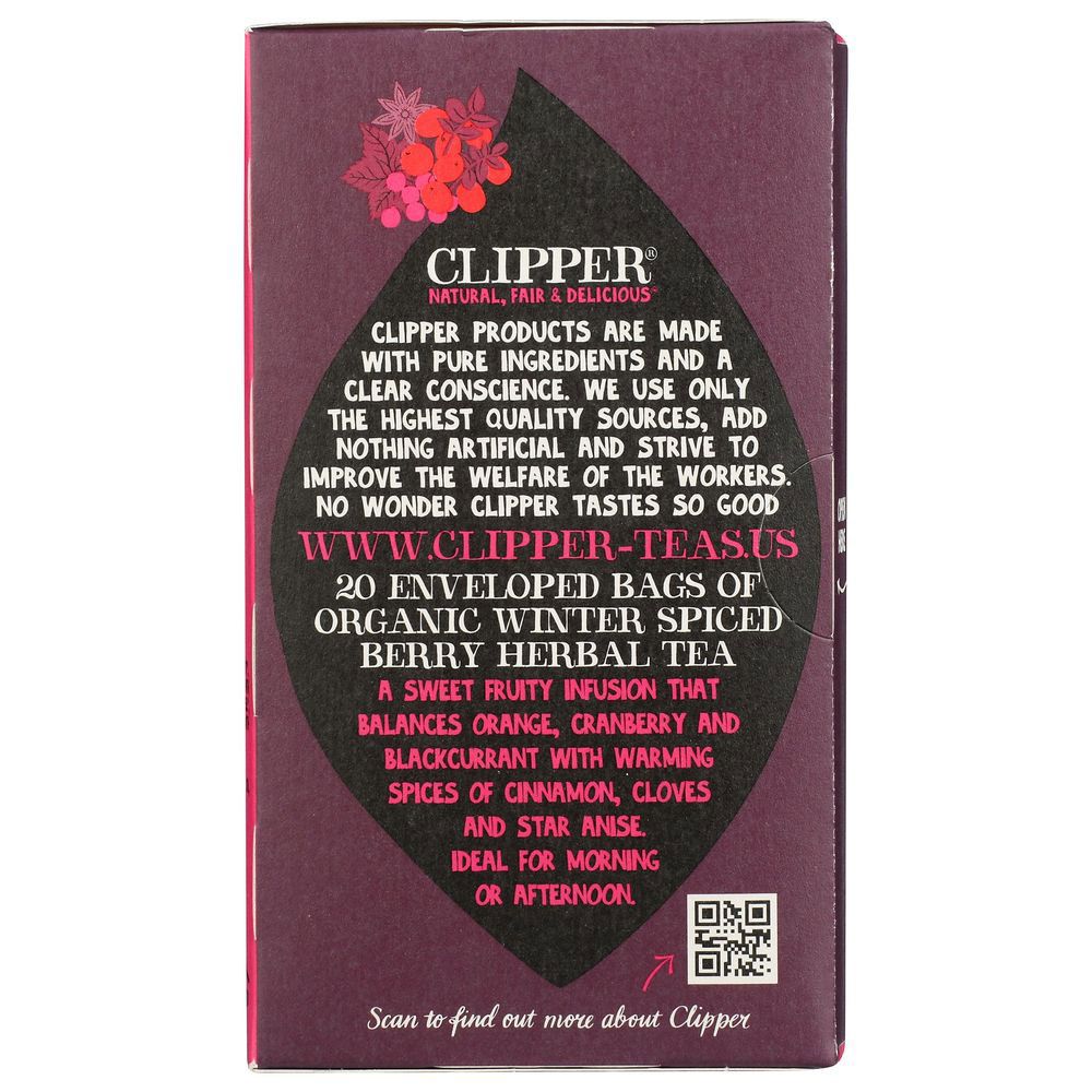 Clipper Tea Organic Winter Spiced Berry Herbal Tea, 20 Bags, Case of 6