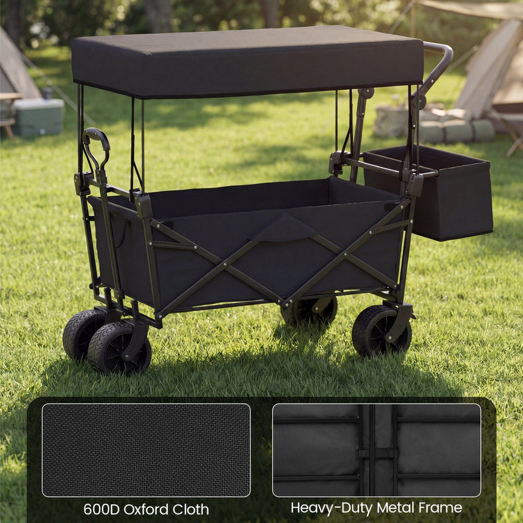 Collapsible Wagon with Removable Canopy and Detachable Storage Bag
