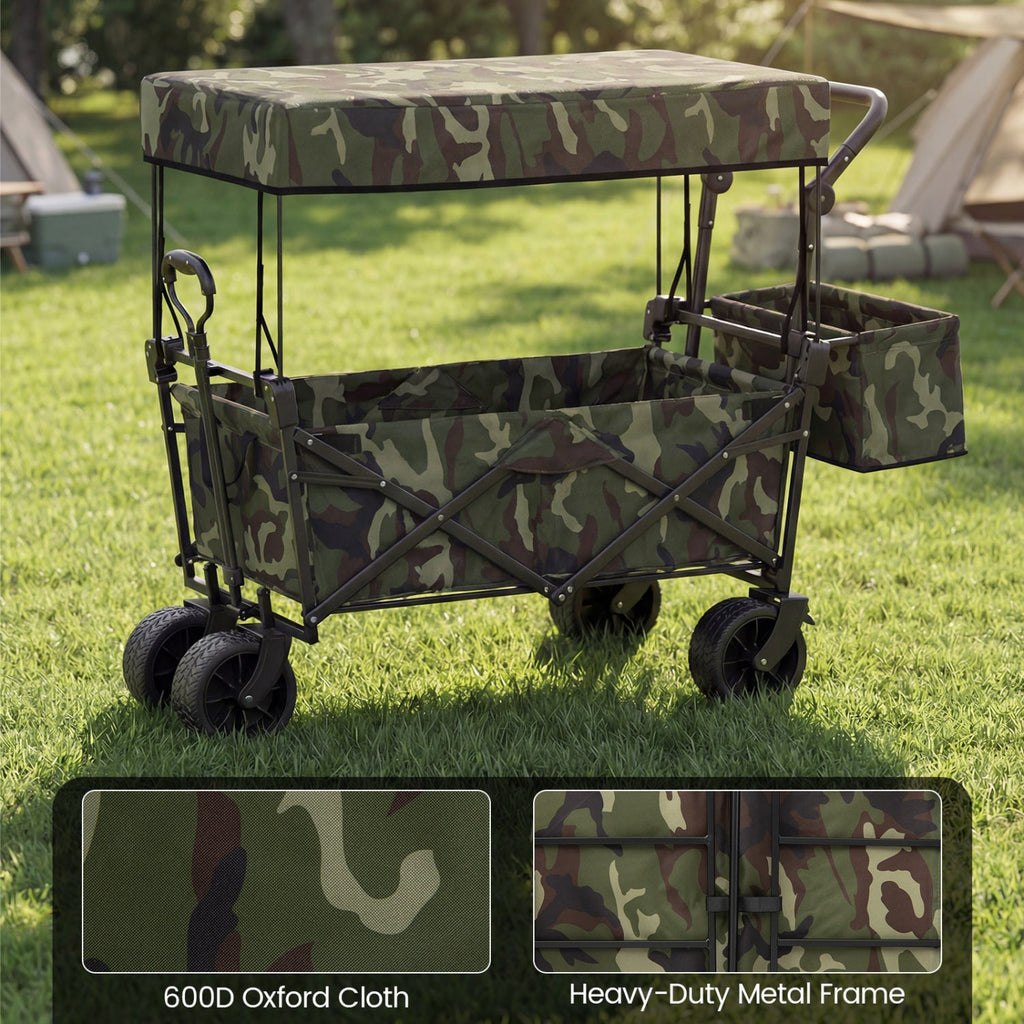 Collapsible Wagon with Removable Canopy and Detachable Storage Bag