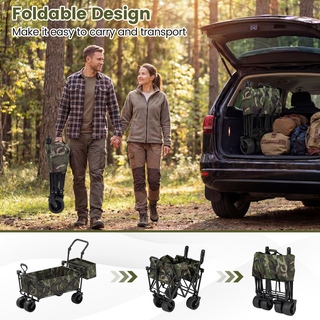 Collapsible Wagon with Removable Canopy and Detachable Storage Bag