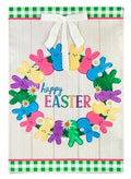 Colorful Bunny Wreath Garden Flag 2 Sided