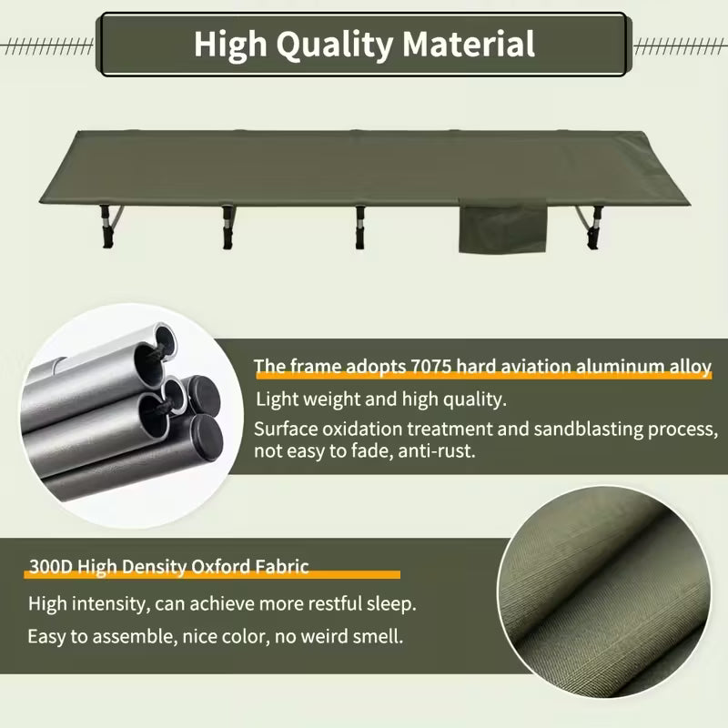 Compact Camping Cot Backpacking Ultralight Folding Lightweight Heavy Duty • Easy Setup, Durable Aluminum Alloy • Camping Cot, Hiking Gear • Portable Design, Sturdy Frame • Hiking Accessory, Hikers Gear • for Outdoor Hiking Travel Beach