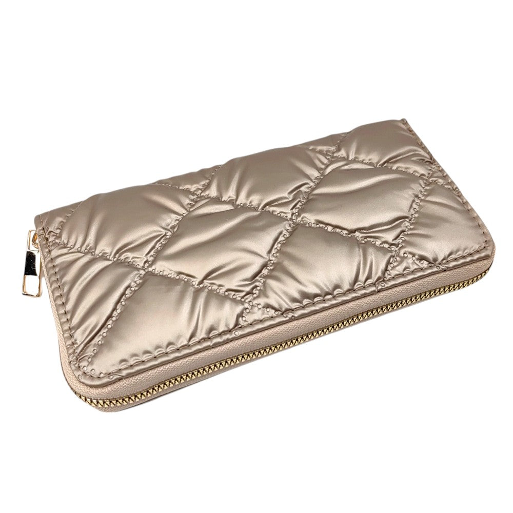 Shiny Faux Leather Padded Wallet with Wristlet