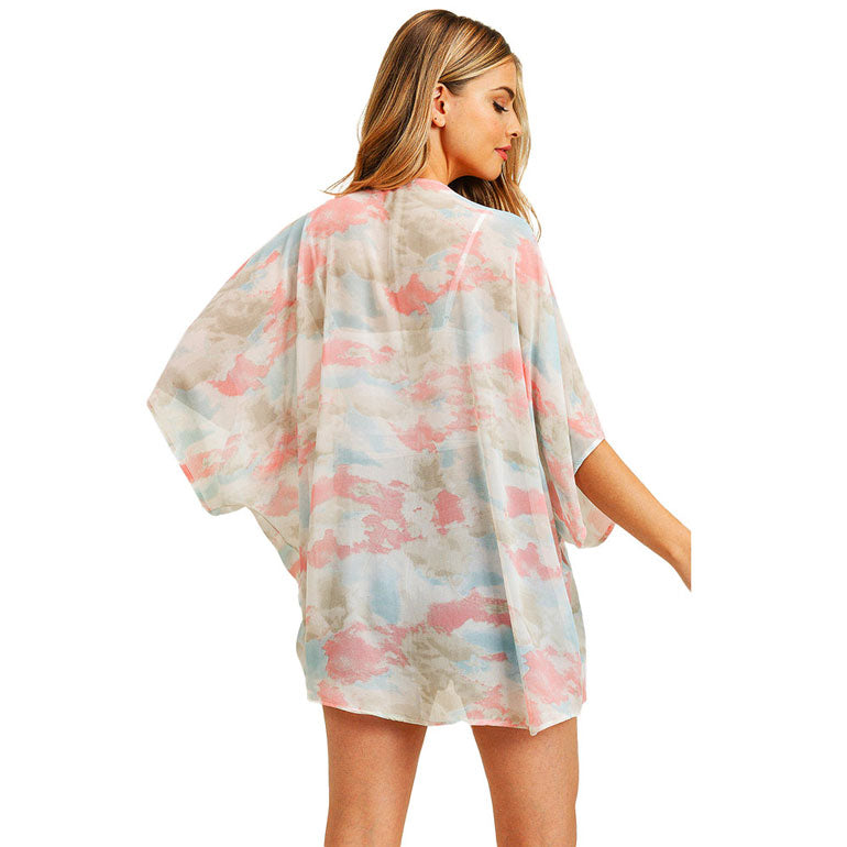 Trendy Tie Dye Cover Up Kimono Poncho