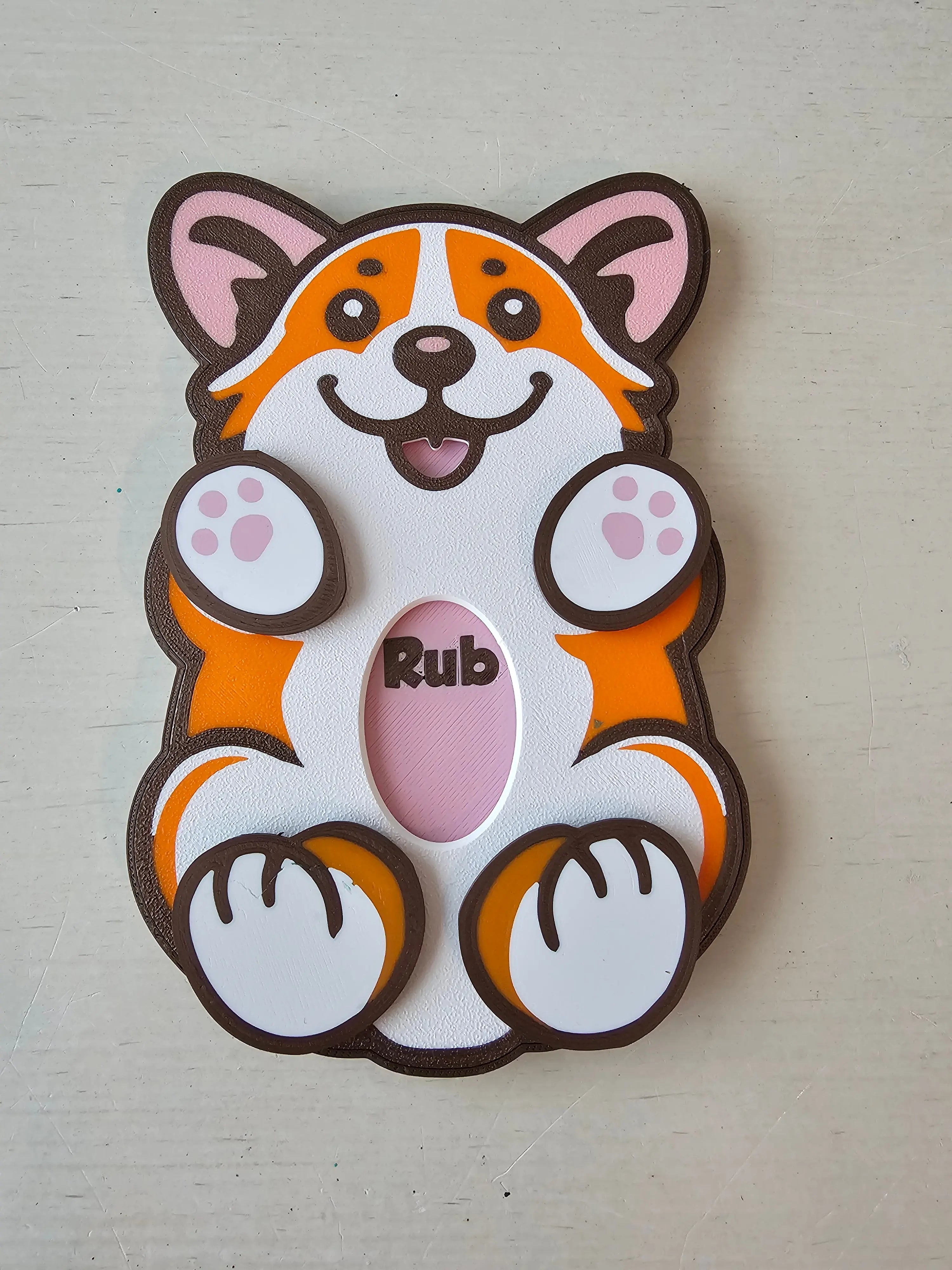 Corgi Belly Rub Fidget Toy - Interactive 3D Printed Sensory Toy