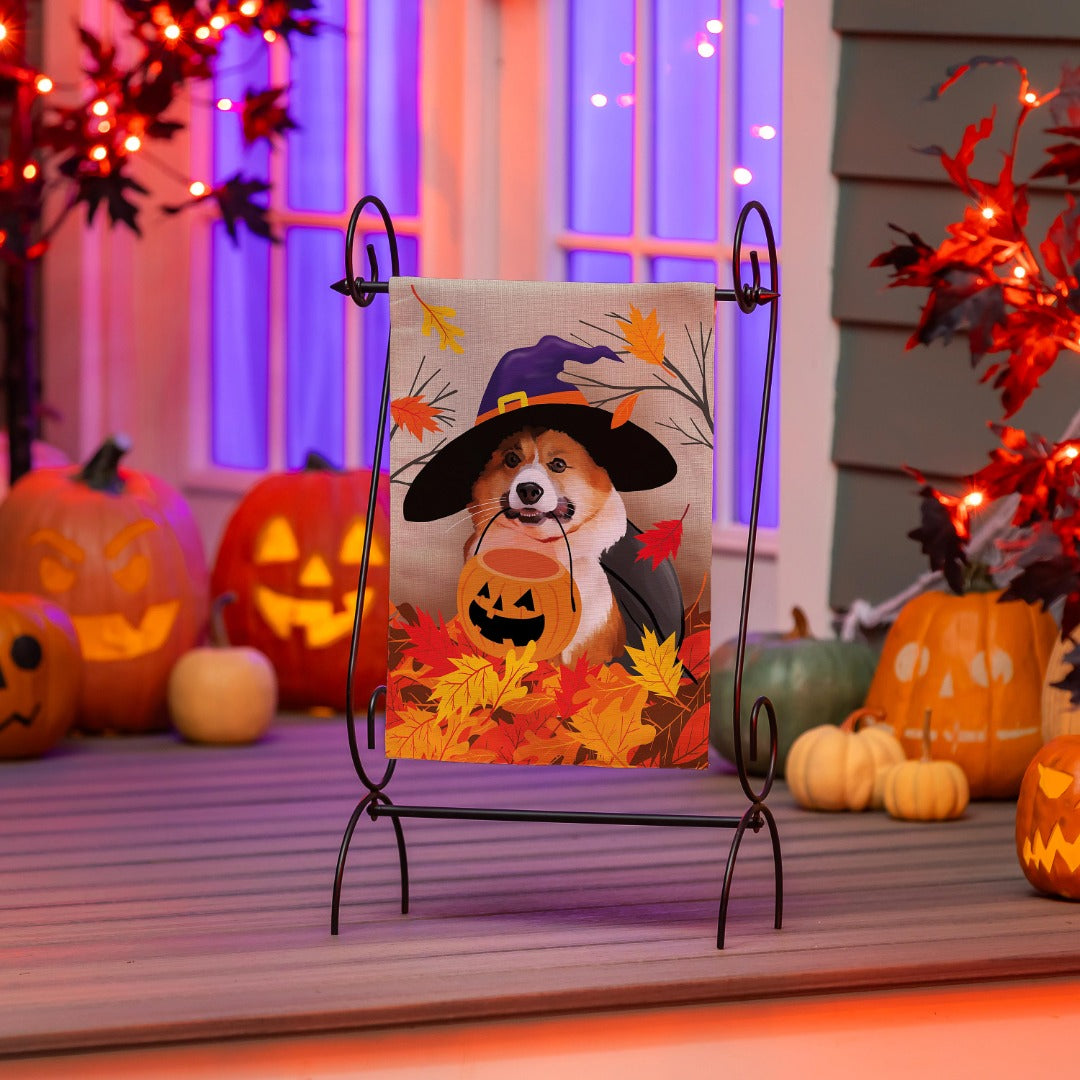 Corgi Fall 2 Sided Halloween Garden Flag