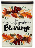Count Your Blessings Thanksgiving Garden Flag 2 Sided Burlap