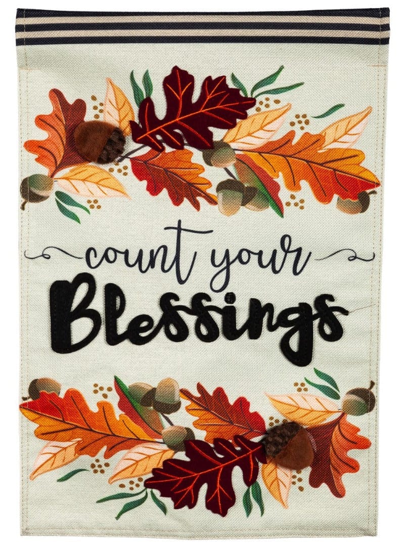 Count Your Blessings Thanksgiving Garden Flag 2 Sided Burlap