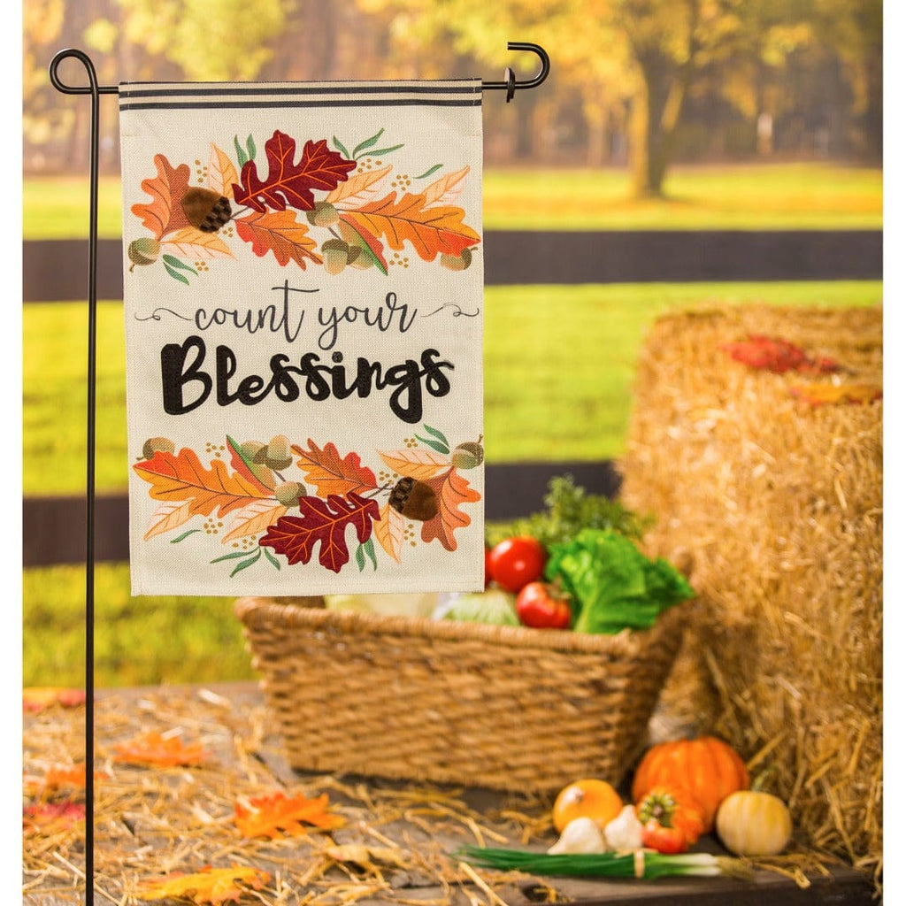 Count Your Blessings Thanksgiving Garden Flag 2 Sided Burlap