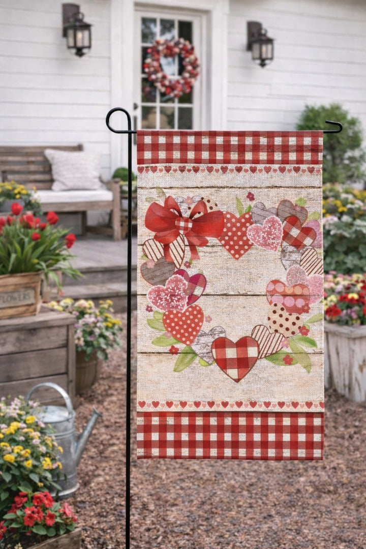 Country Heart Wreath 2 Sided Garden Flag