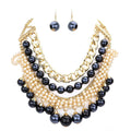 Pearl Chunky Metal Chain Statement Necklace