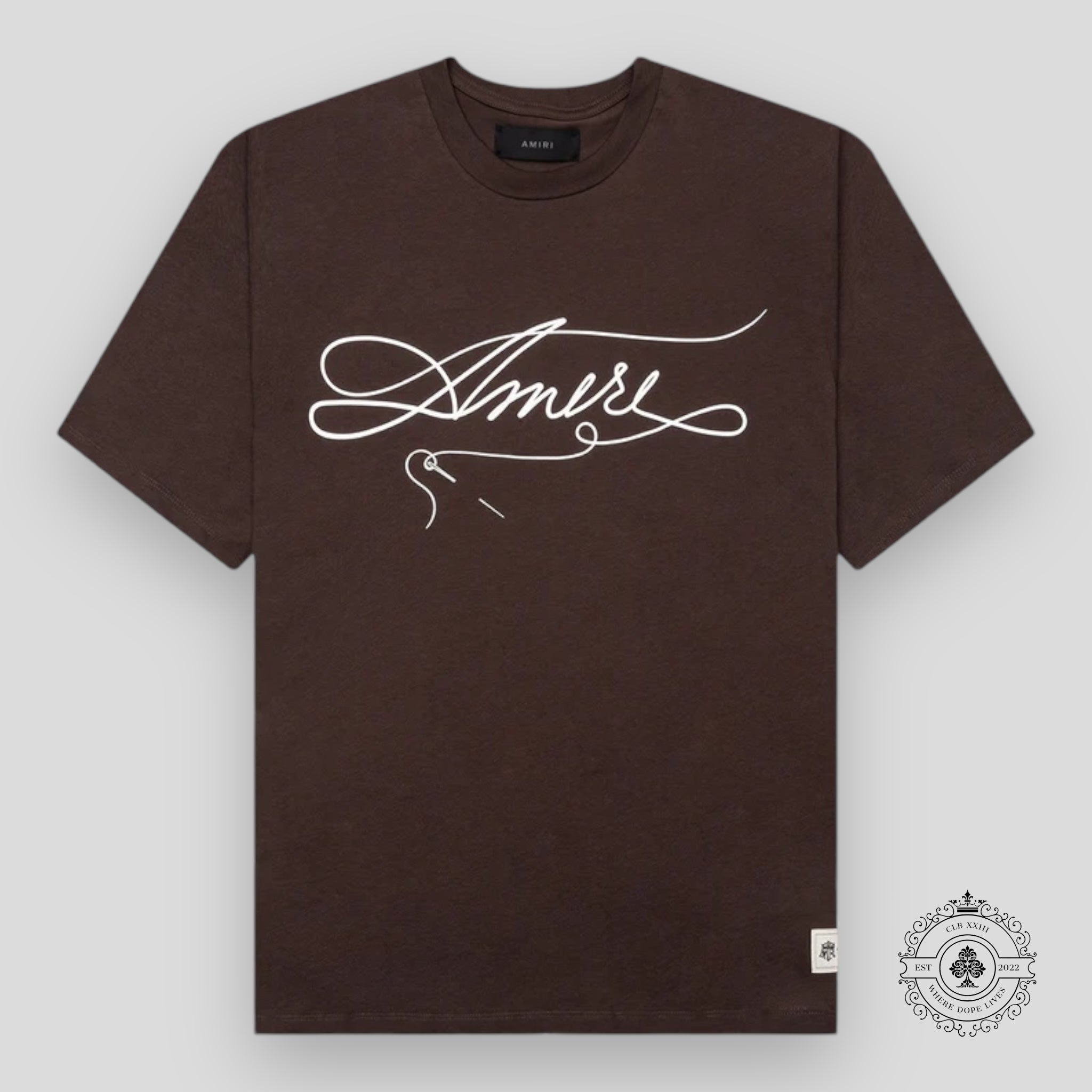 Amiri Stitch Tee in Shaved Chocolate