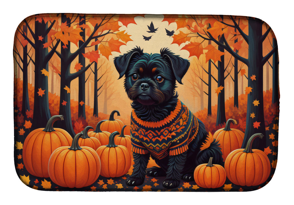 Affenpinscher Fall Dish Drying Mat Absorbent Dish Drying Mat Pad for Kitchen Counter Dish Drainer Mat for Countertop, 14 x 21", Multicolor