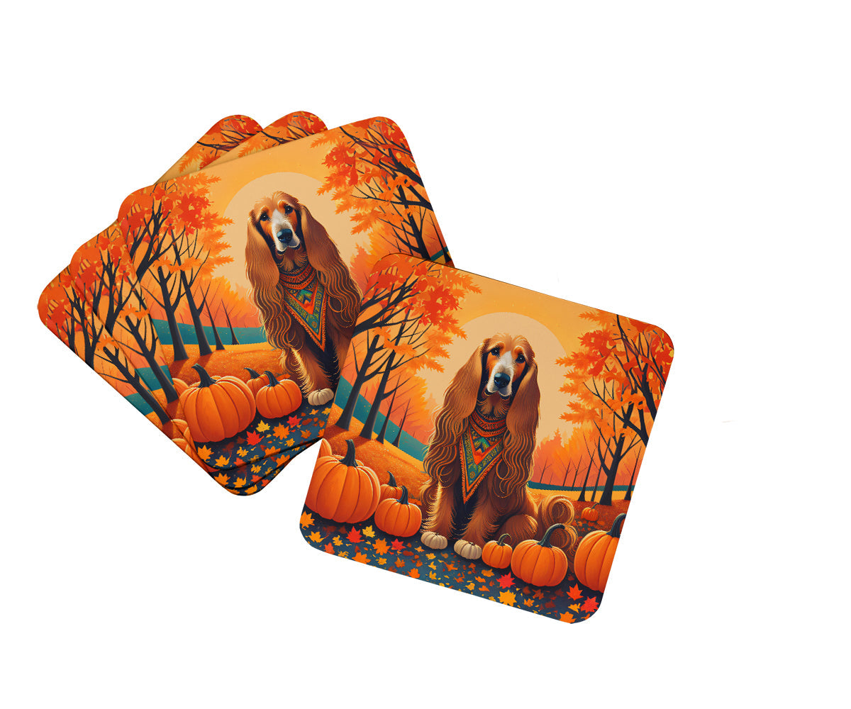 Afghan Hound Fall Foam Coasters Set of 4 Cup Coasters for Indoor Outdoor, Tabletop Protection, Anti Slip, Mouse pad Material
