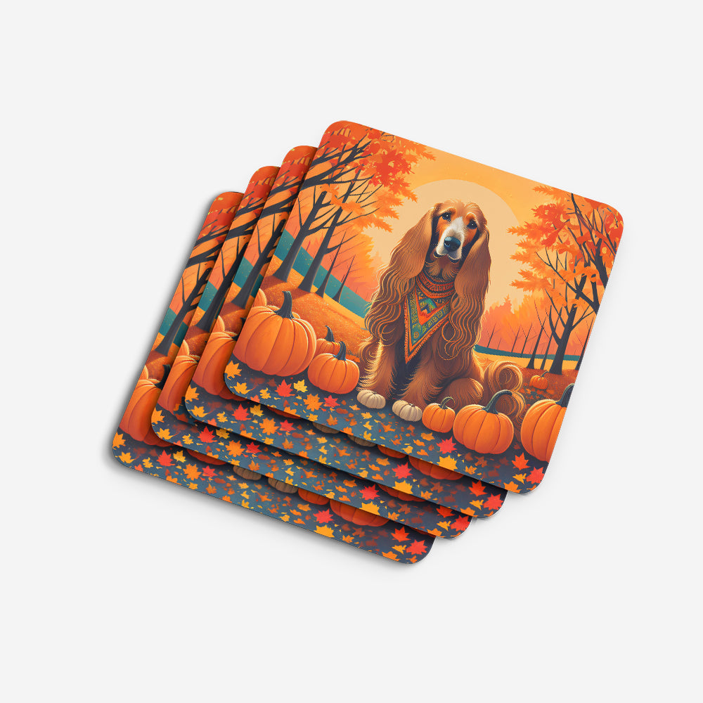Afghan Hound Fall Foam Coasters Set of 4 Cup Coasters for Indoor Outdoor, Tabletop Protection, Anti Slip, Mouse pad Material
