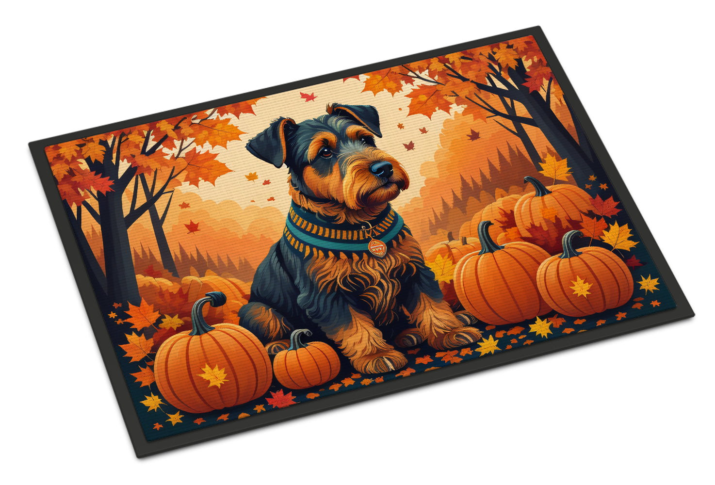 Airedale Terrier Fall Doormat Indoor Outdoor 18H X 27W Front Door Mat Rugs for Entryway, Non Slip Washable