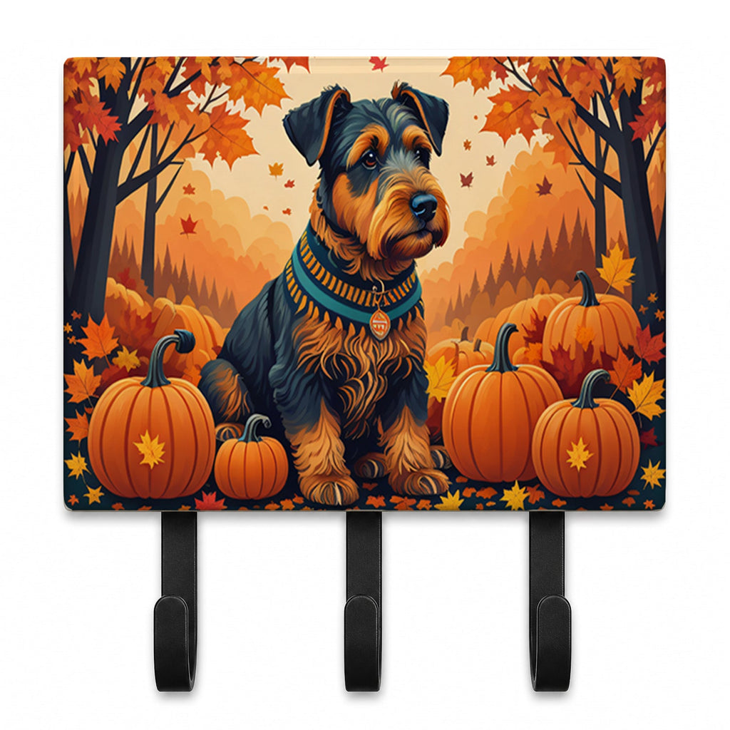 Airedale Terrier Fall Leash or Key Holder Wall Hooks, Coat Rack Wall Mount, for Hanging Keys, Towels, Aprons, Leashes