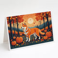 Akita Fall Greeting Cards Pack of 8 Blank Cards with Envelopes Whimsical A7 Size 5x7