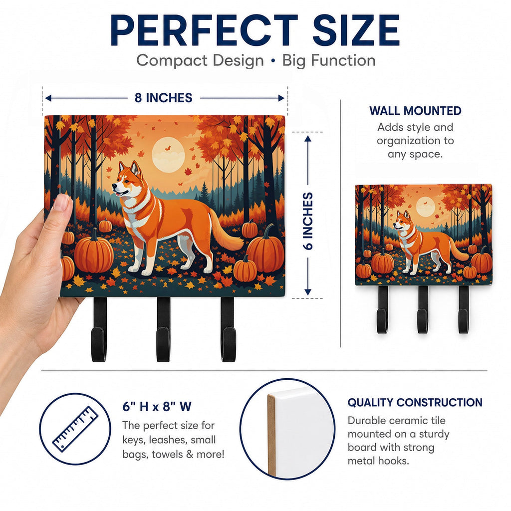 Akita Fall Leash or Key Holder Wall Hooks, Coat Rack Wall Mount, for Hanging Keys, Towels, Aprons, Leashes