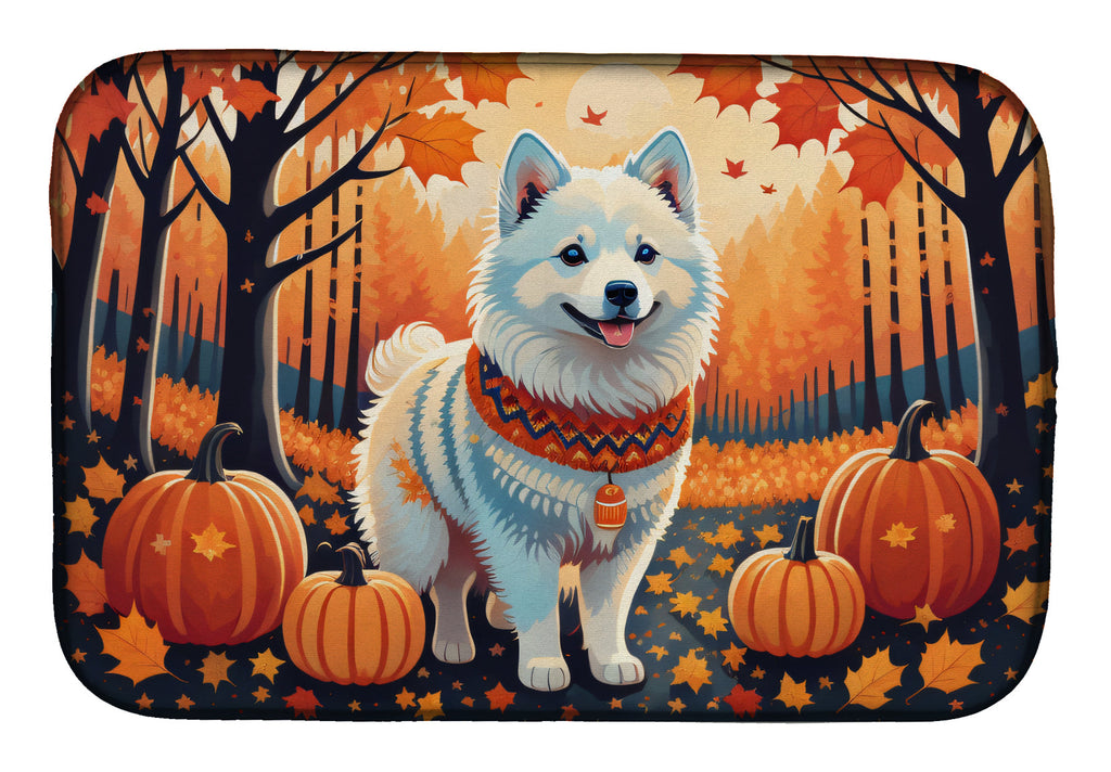 American Eskimo Fall Dish Drying Mat Absorbent Dish Drying Mat Pad for Kitchen Counter Dish Drainer Mat for Countertop, 14 x 21", Multicolor