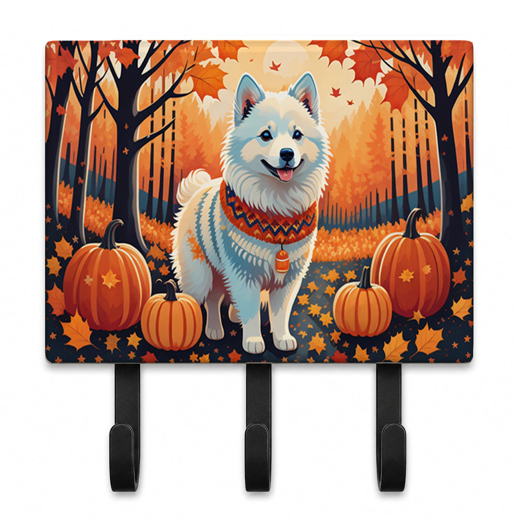 American Eskimo Fall Leash or Key Holder Wall Hooks, Coat Rack Wall Mount, for Hanging Keys, Towels, Aprons, Leashes