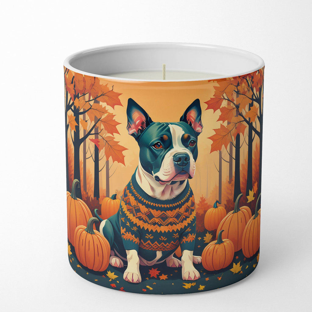 Pit Bull Terrier Fall Decorative Soy Candle Nature Soy Wax Essential Oil Home Decor Ideal for Bedroom Kitchen Bath Office Gift, 10 oz