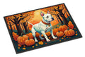 White Pit Bull Terrier Fall Doormat Indoor Outdoor 24H X 36W Front Door Mat Rugs for Entryway, Non Slip Washable Low Pile,