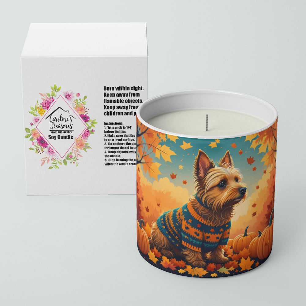 Australian Terrier Terrier Fall Decorative Soy Candle Nature Soy Wax Essential Oil Home Decor Ideal for Bedroom Kitchen Bath Office Gift, 10 oz