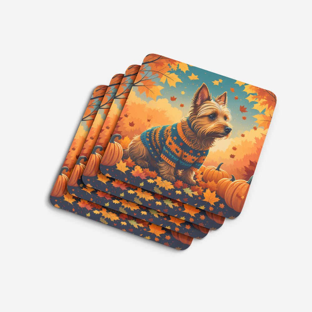 Australian Terrier Terrier Fall Foam Coasters Set of 4 Cup Coasters for Indoor Outdoor, Tabletop Protection, Anti Slip, Mouse pad Material