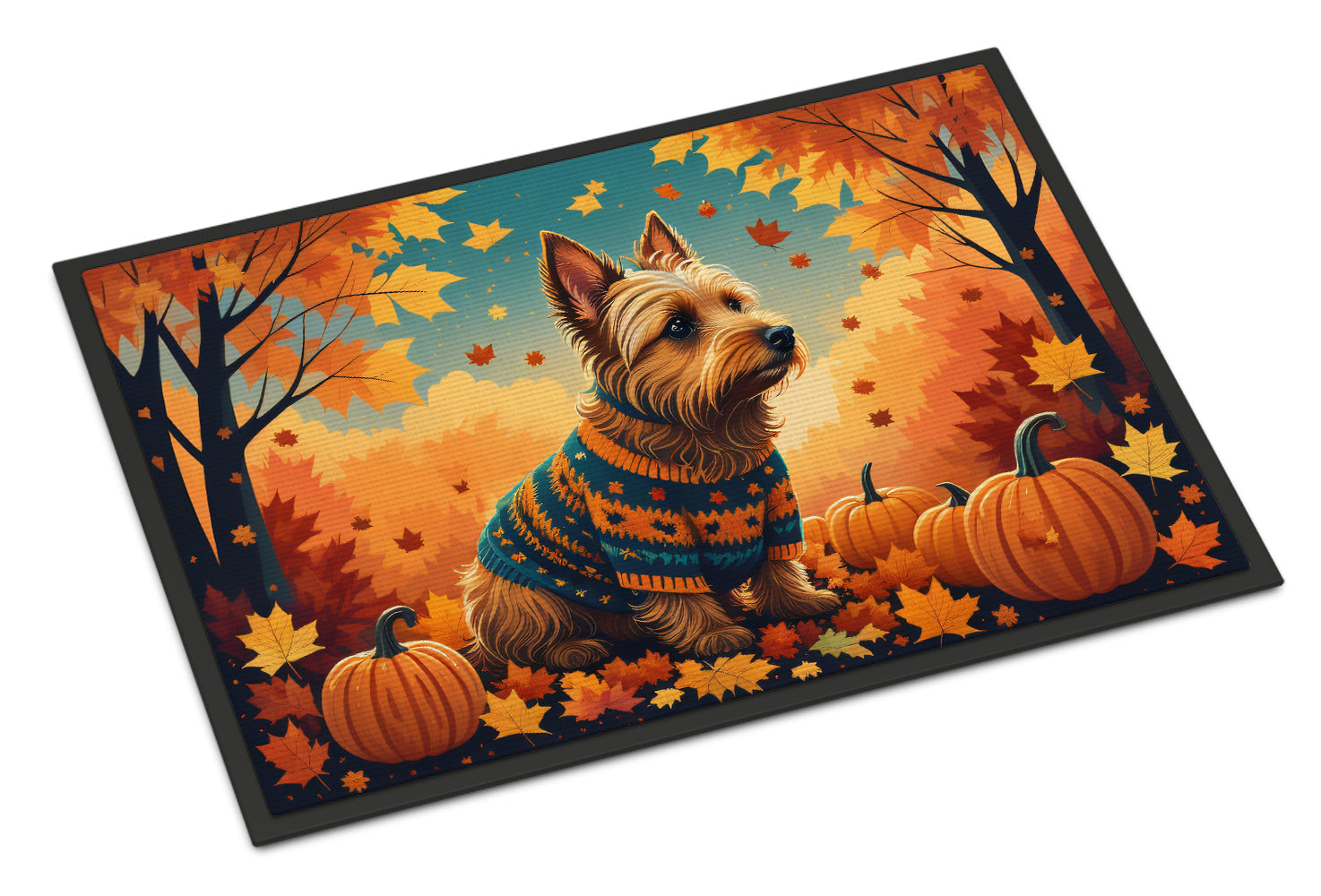 Australian Terrier Terrier Fall Doormat Indoor Outdoor 18H X 27W Front Door Mat Rugs for Entryway, Non Slip Washable