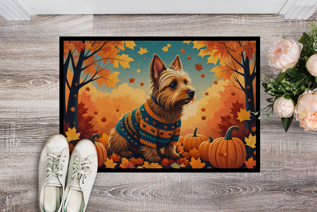 Australian Terrier Terrier Fall Doormat Indoor Outdoor 18H X 27W Front Door Mat Rugs for Entryway, Non Slip Washable