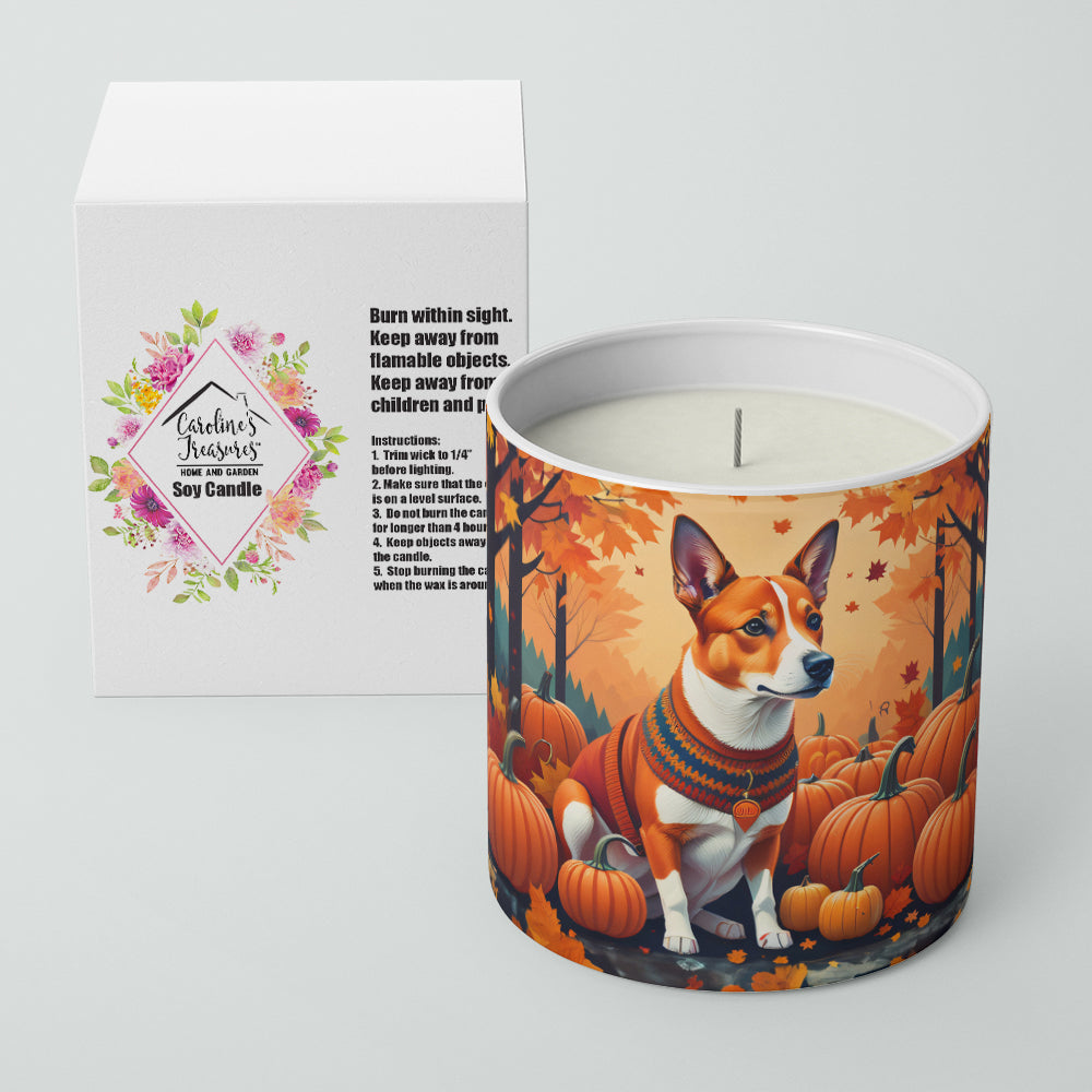Red Basenji Fall Decorative Soy Candle Nature Soy Wax Essential Oil Home Decor Ideal for Bedroom Kitchen Bath Office Gift, 10 oz