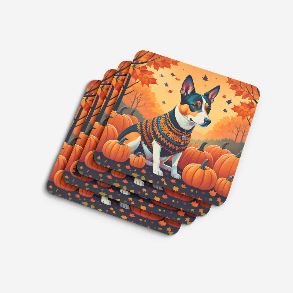 Basenji Fall Foam Coasters Set of 4 Cup Coasters for Indoor Outdoor, Tabletop Protection, Anti Slip, Mouse pad Material