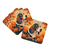 Basset Hound Fall Foam Coasters Set of 4 Cup Coasters for Indoor Outdoor, Tabletop Protection, Anti Slip, Mouse pad Material