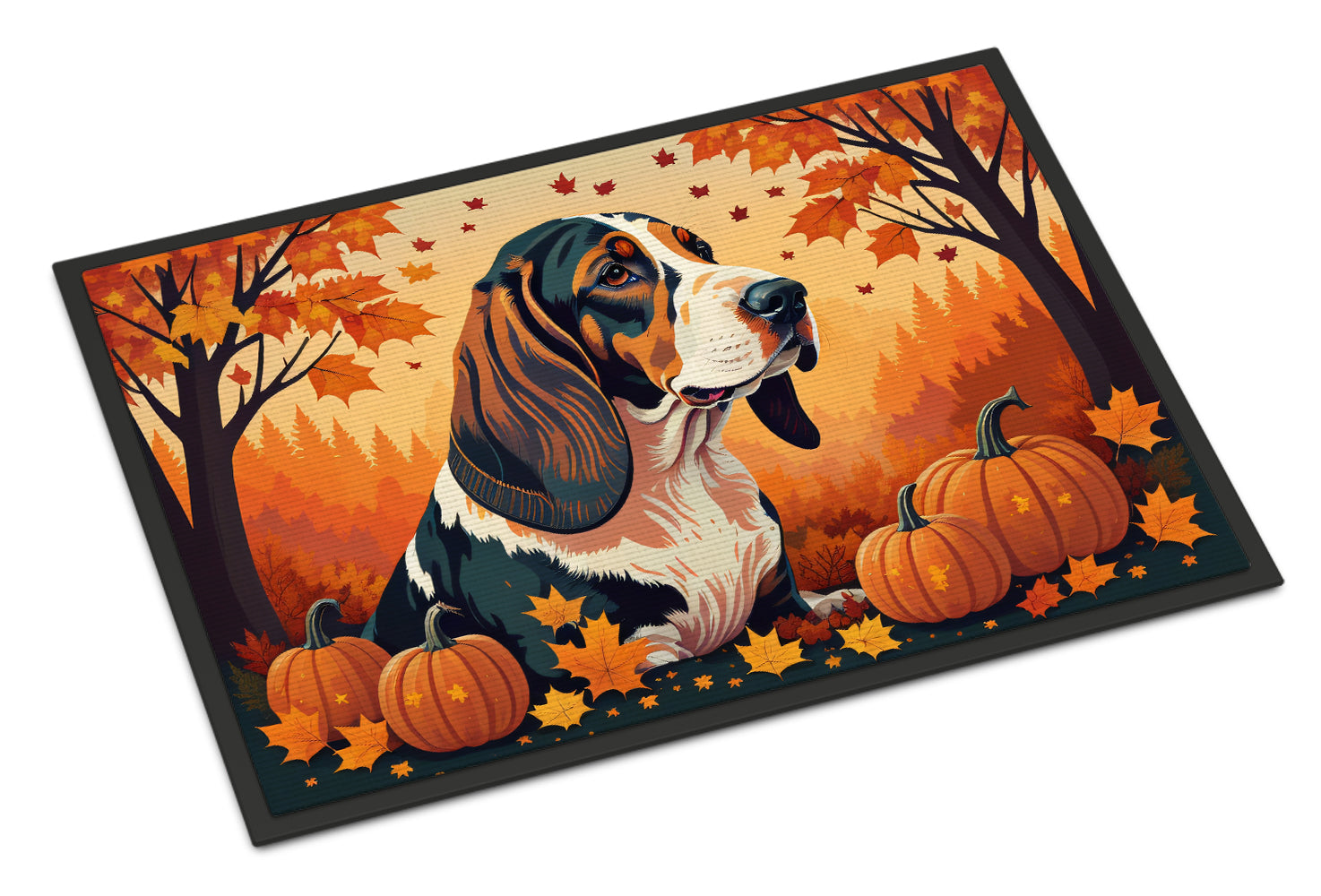 Basset Hound Fall Doormat Indoor Outdoor 24H X 36W Front Door Mat Rugs for Entryway, Non Slip Washable Low Pile,
