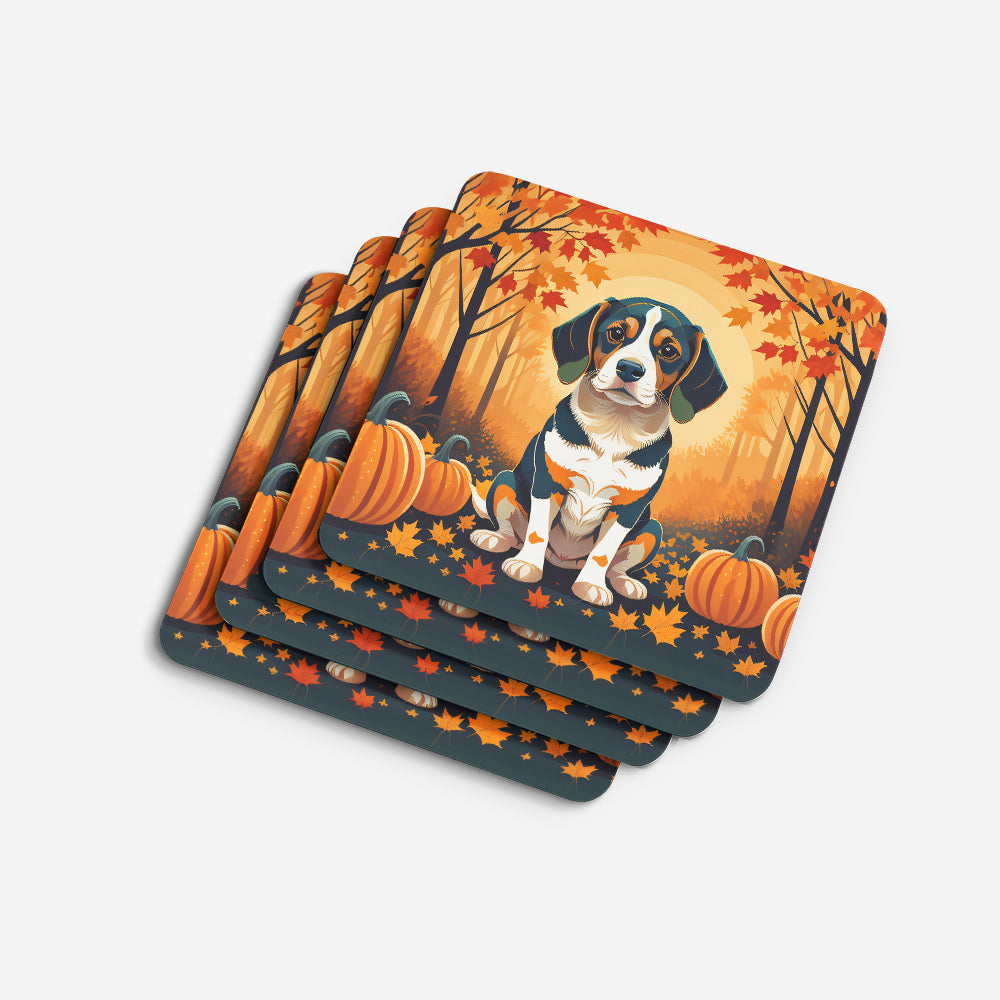 Beagle Fall Foam Coasters Set of 4 Cup Coasters for Indoor Outdoor, Tabletop Protection, Anti Slip, Mouse pad Material