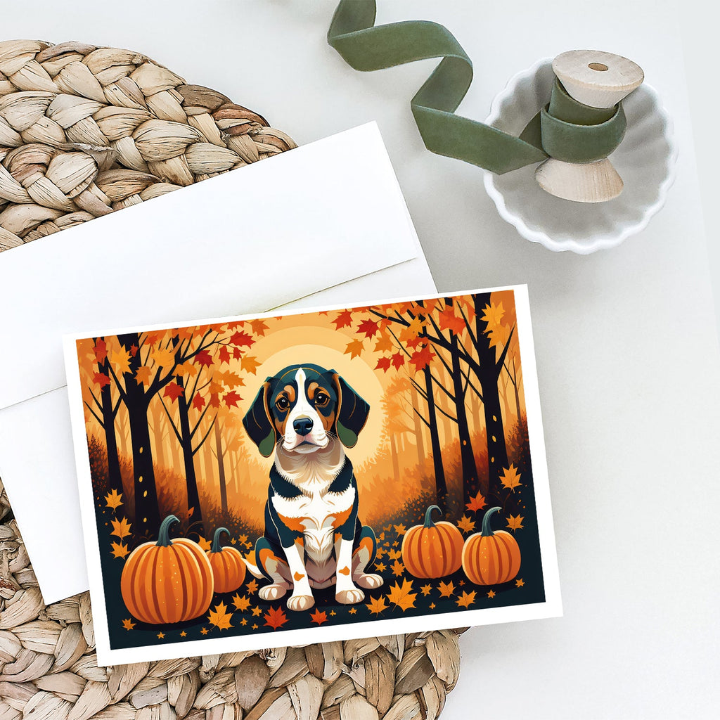 Beagle Fall Greeting Cards Pack of 8 Blank Cards with Envelopes Whimsical A7 Size 5x7