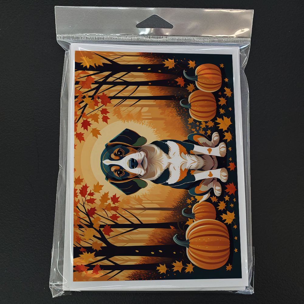 Beagle Fall Greeting Cards Pack of 8 Blank Cards with Envelopes Whimsical A7 Size 5x7
