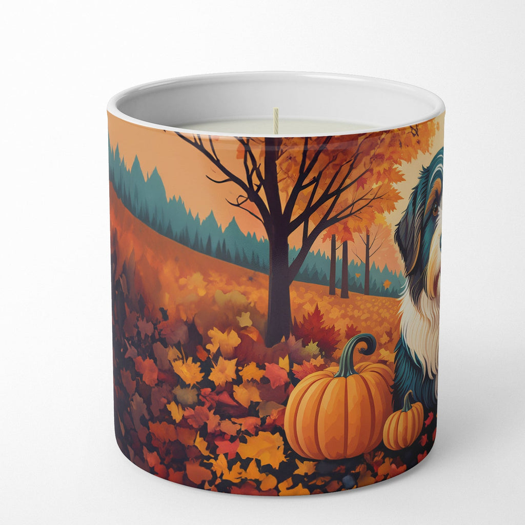 Bearded Collie Fall Decorative Soy Candle Nature Soy Wax Essential Oil Home Decor Ideal for Bedroom Kitchen Bath Office Gift, 10 oz