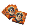 Bearded Collie Fall Foam Coasters Set of 4 Cup Coasters for Indoor Outdoor, Tabletop Protection, Anti Slip, Mouse pad Material