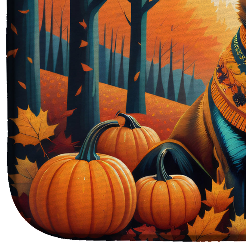 Belgian Malinois Fall Dish Drying Mat Absorbent Dish Drying Mat Pad for Kitchen Counter Dish Drainer Mat for Countertop, 14 x 21", Multicolor