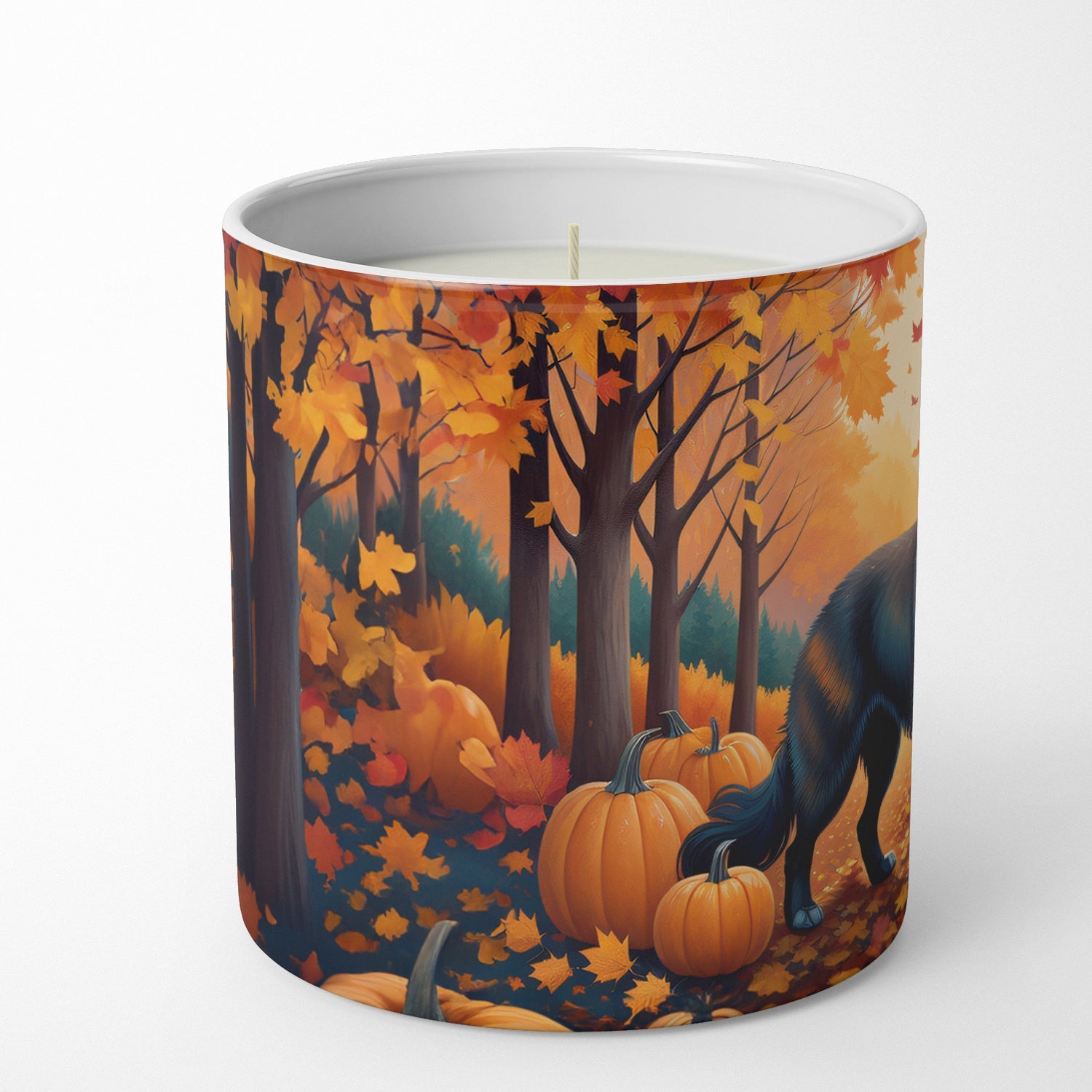 Belgian Sheepdog Fall Decorative Soy Candle Nature Soy Wax Essential Oil Home Decor Ideal for Bedroom Kitchen Bath Office Gift, 10 oz