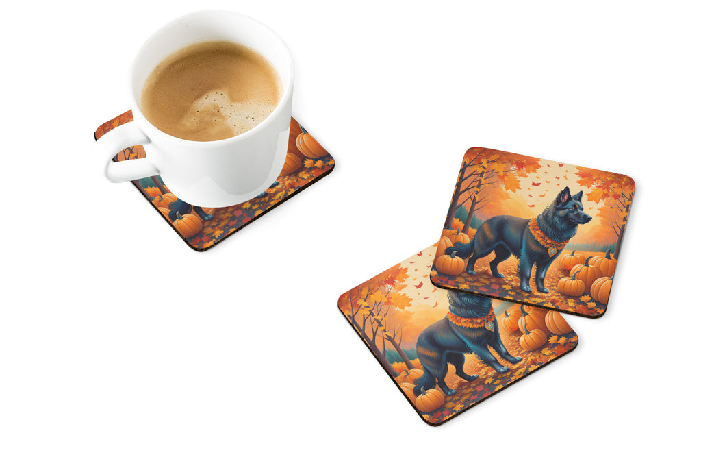 Belgian Sheepdog Fall Foam Coasters Set of 4 Cup Coasters for Indoor Outdoor, Tabletop Protection, Anti Slip, Mouse pad Material