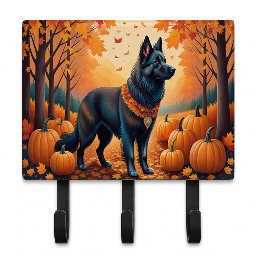 Belgian Sheepdog Fall Leash or Key Holder Wall Hooks, Coat Rack Wall Mount, for Hanging Keys, Towels, Aprons, Leashes