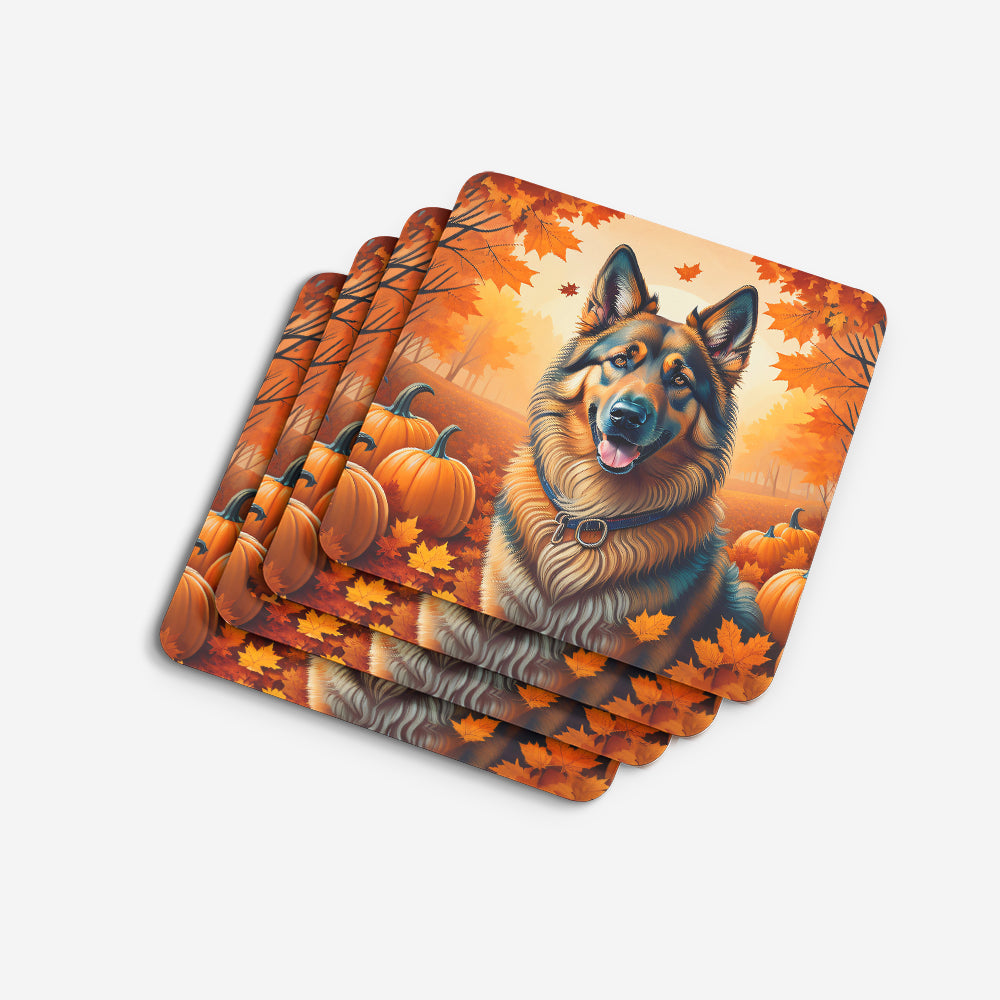 Belgian Tervuren Fall Foam Coasters Set of 4 Cup Coasters for Indoor Outdoor, Tabletop Protection, Anti Slip, Mouse pad Material