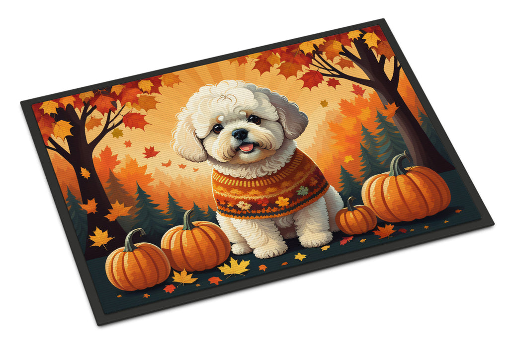 Bichon Frise Fall Doormat Indoor Outdoor 24H X 36W Front Door Mat Rugs for Entryway, Non Slip Washable Low Pile,