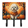 Bichon Frise Fall Leash or Key Holder Wall Hooks, Coat Rack Wall Mount, for Hanging Keys, Towels, Aprons, Leashes