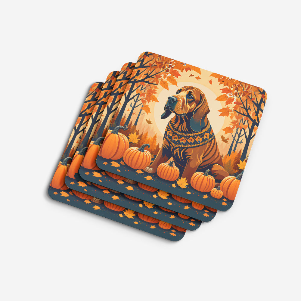 Bloodhound Fall Foam Coasters Set of 4 Cup Coasters for Indoor Outdoor, Tabletop Protection, Anti Slip, Mouse pad Material