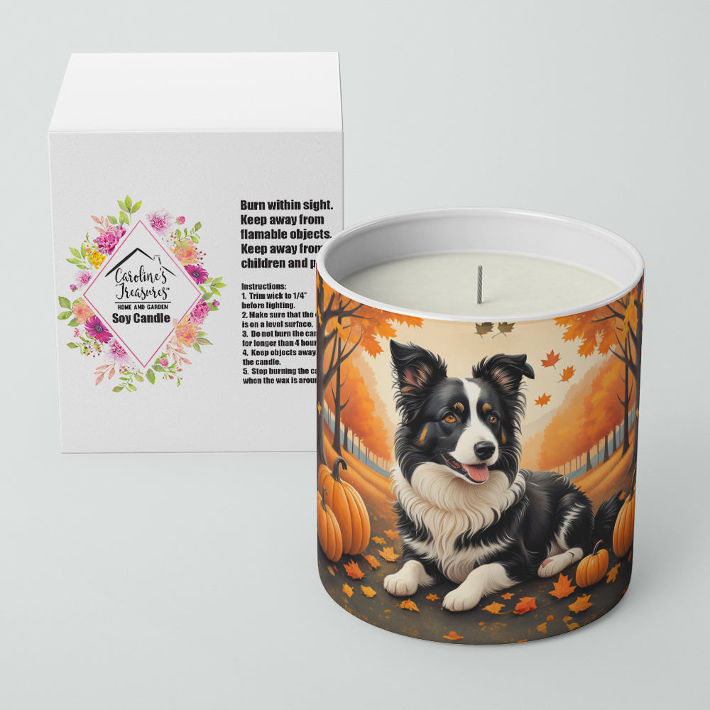 Border Collie Fall Decorative Soy Candle Nature Soy Wax Essential Oil Home Decor Ideal for Bedroom Kitchen Bath Office Gift, 10 oz